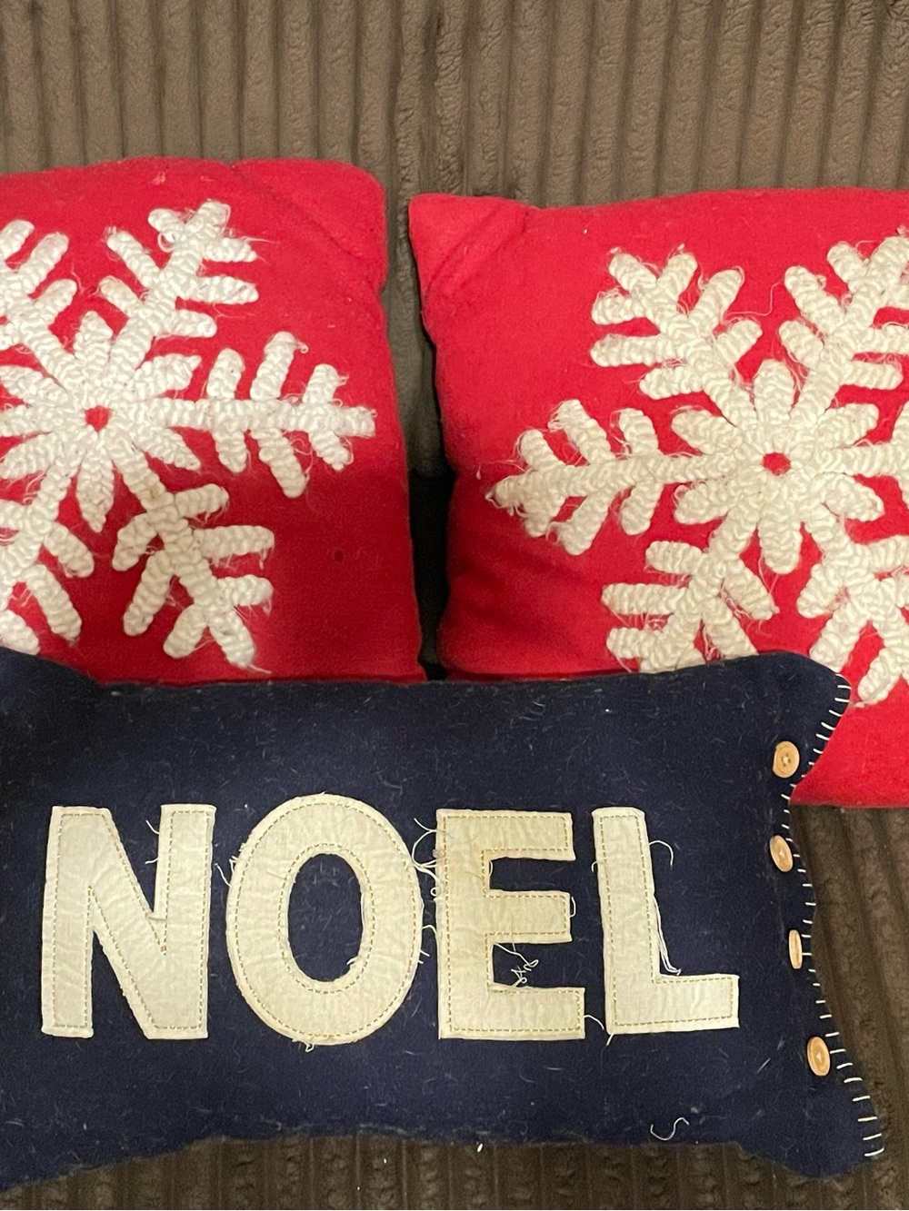 NOEL Navy and Red Holiday Decorative Pillow Set